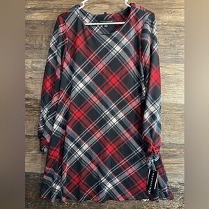 Madison Leigh Red and Black Plaid Long Sleeve Dress